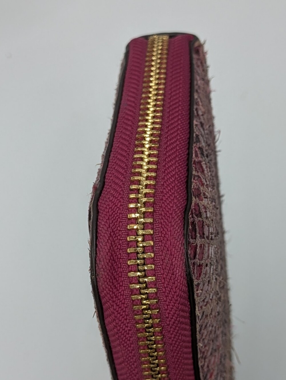 Coach Wallet Python Snakeskin Leather Raspberry Pink Black Zip Around Accordion - Picture 8 of 16